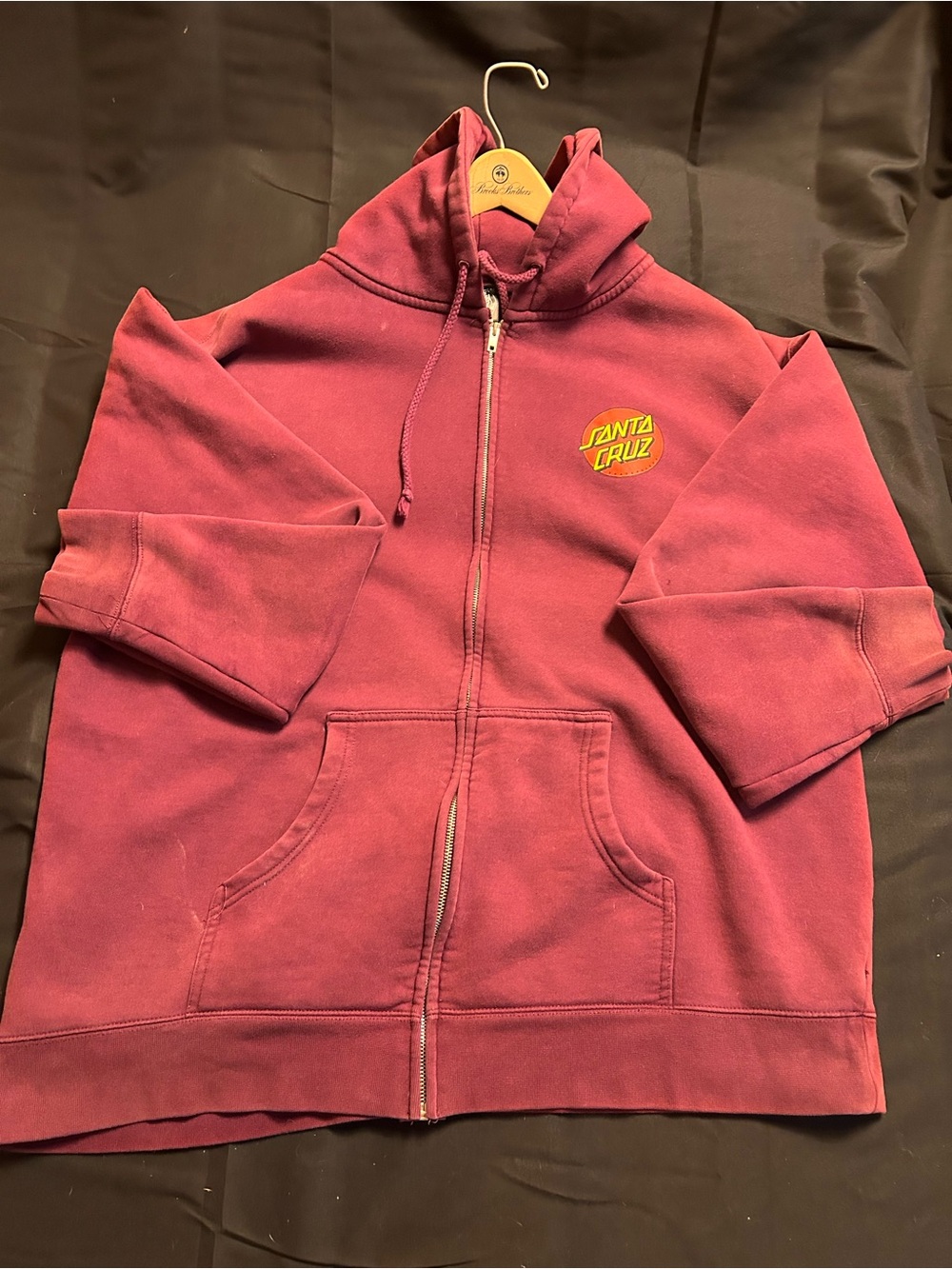 Santa Cruz Classic Dot Zip Hoodie Burgundy Men’s XXL Skateboard Sweatshirt